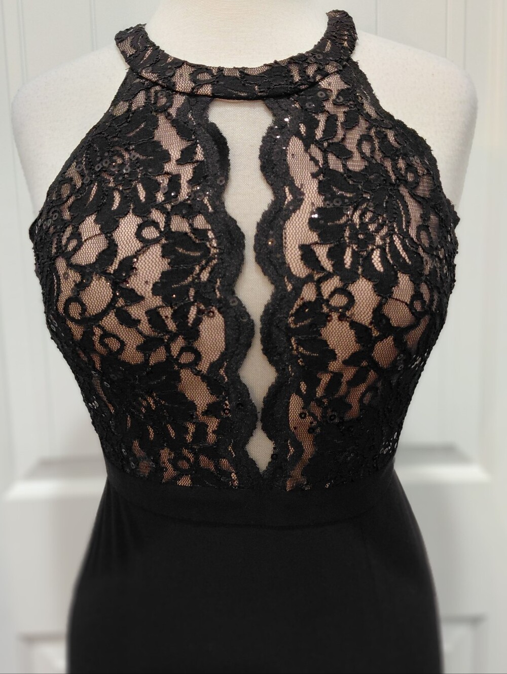 Night Way Collections Black Lace Bodice Evening Gown